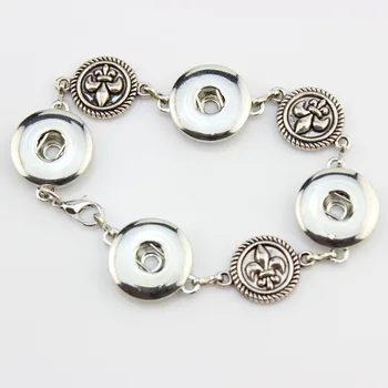 

10Pcs/lot metal snap bracelets With 3 Snap Buttons Charms fit DIY 18MM snap buttons 20CM snap bracelets bangles