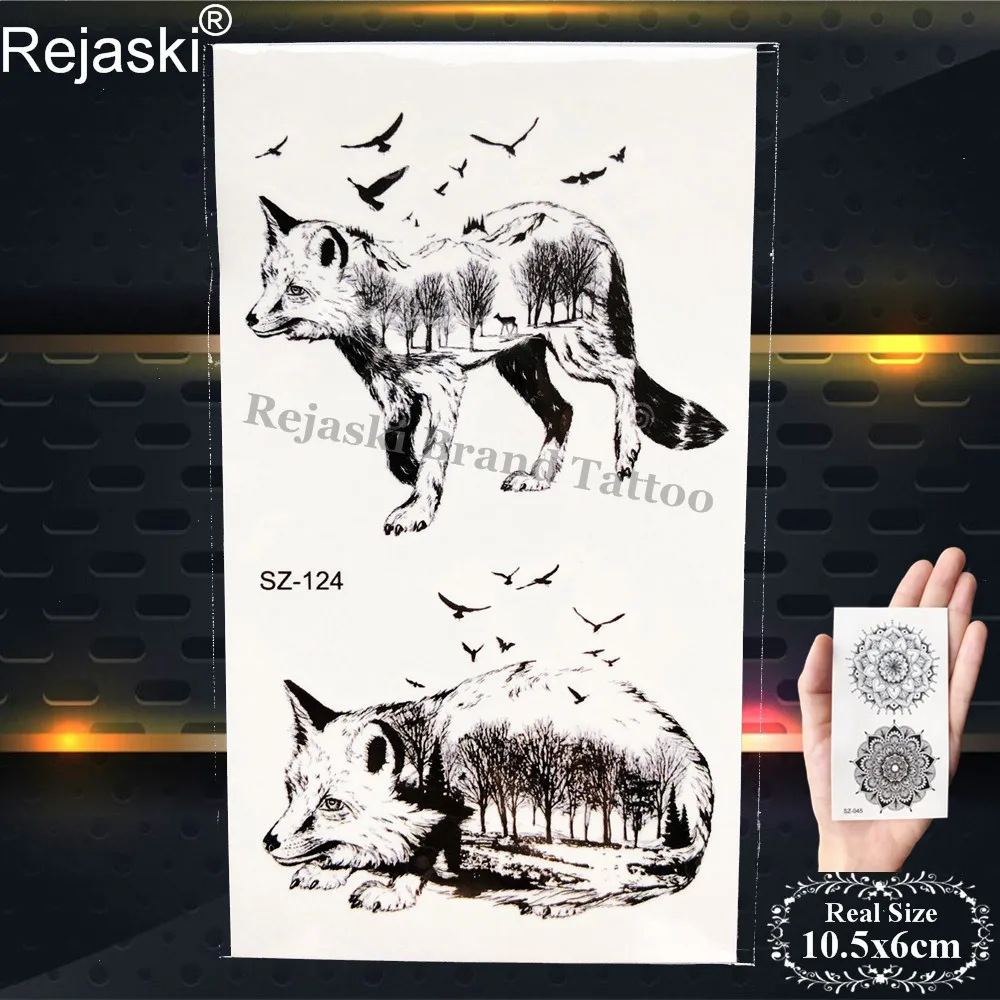 PSZ124 Rejaski, черное дерево с птицами, Временные татуировки, наклейки для женщин, тела, руки, Переводные татуировки, мужские руки, поддельные татуировки, наклейка - Цвет: PSZ124