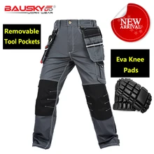 Bauskydd Для мужчин S поликоттон прочный рабочие брюки с eva наколенники черные рабочие брюки спецодежды carperner брюки Для мужчин
