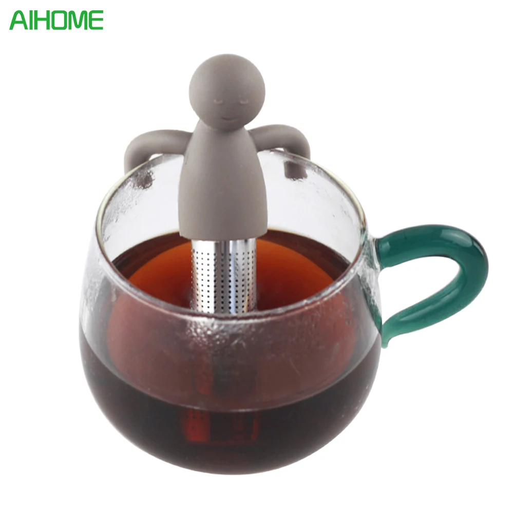

Unique Humanoid Cute Tea Strainer Silicone Tea Infuser Filter Teapot Teabags for Tea & Coffee Drinkware Brown