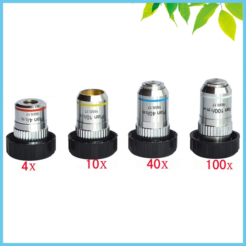 

Set of 195 Biological Microscope 4X 10X 40X 100X Plan Achromatic Objective Lens