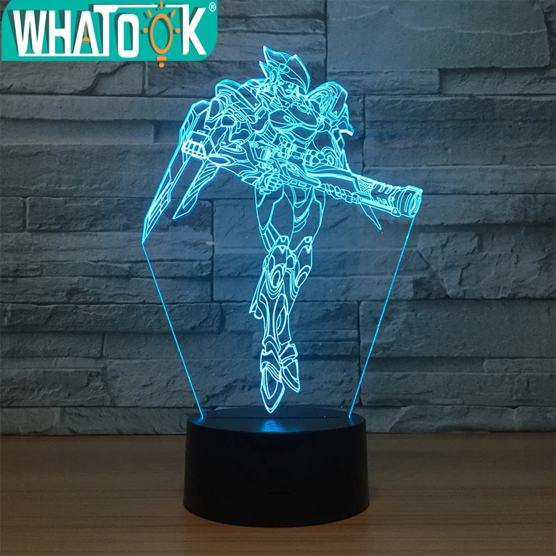 Ночной светильник Pharah 3D светодиодная Настольная лампа с сенсорным дистанционным
