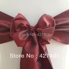 Горячая гранат стул с обивкой из тафты лента для свадьбы события и вечерние украшения