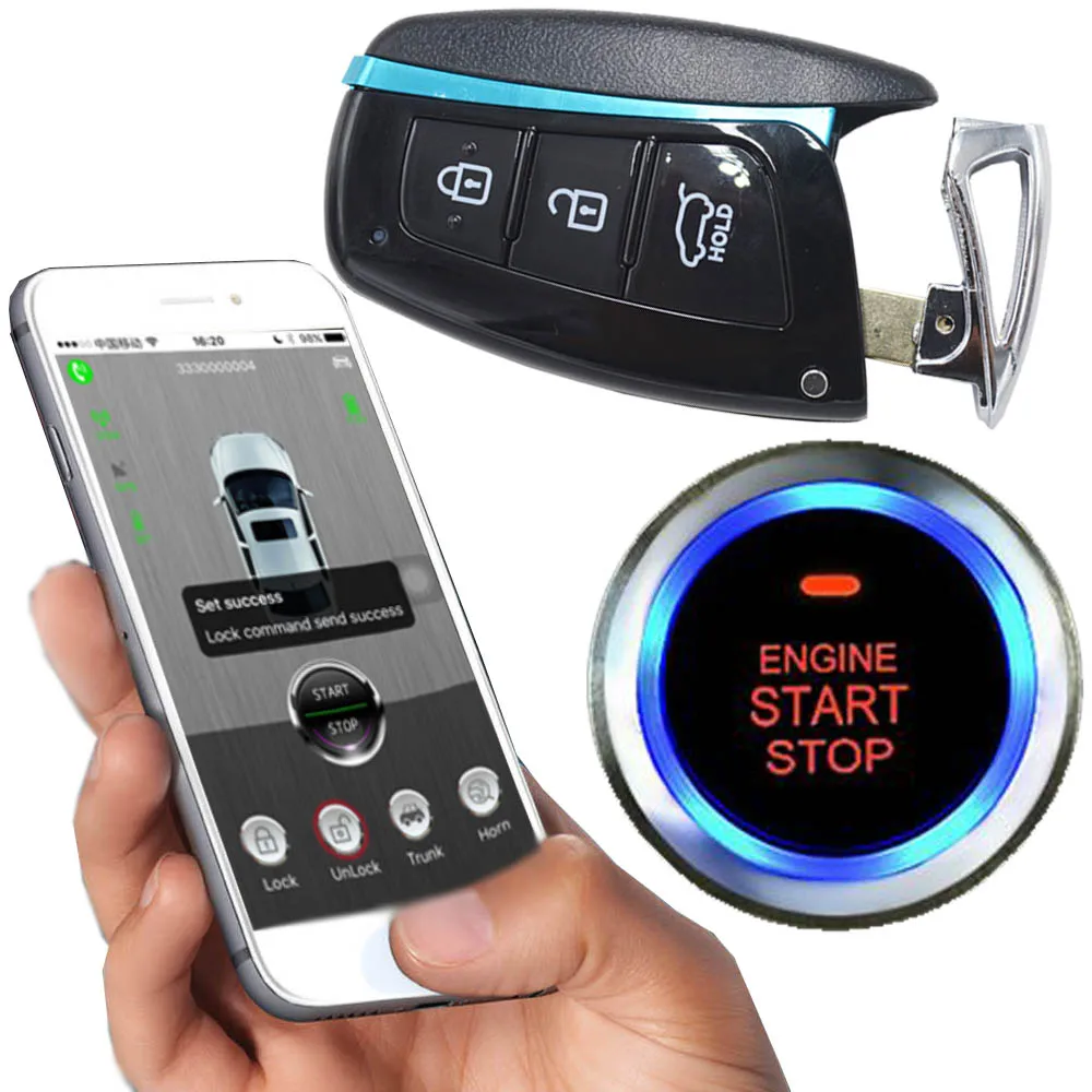 

GPS&GSM Intelligent Car Alarm Systems Remote Engine Start System push start stop car mobile app support smart key keyless entry