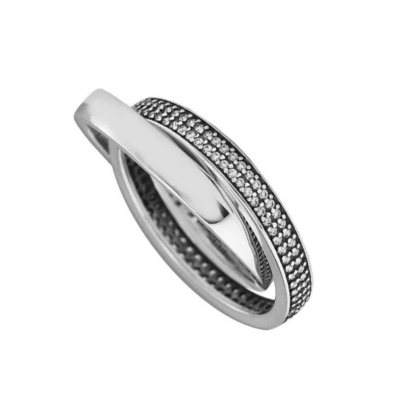 

Fandola 100% 925 Sterling Silver Promise Clear Crystal Ring Wedding Engagement Rings for Women Bague Femme Men Jewelry