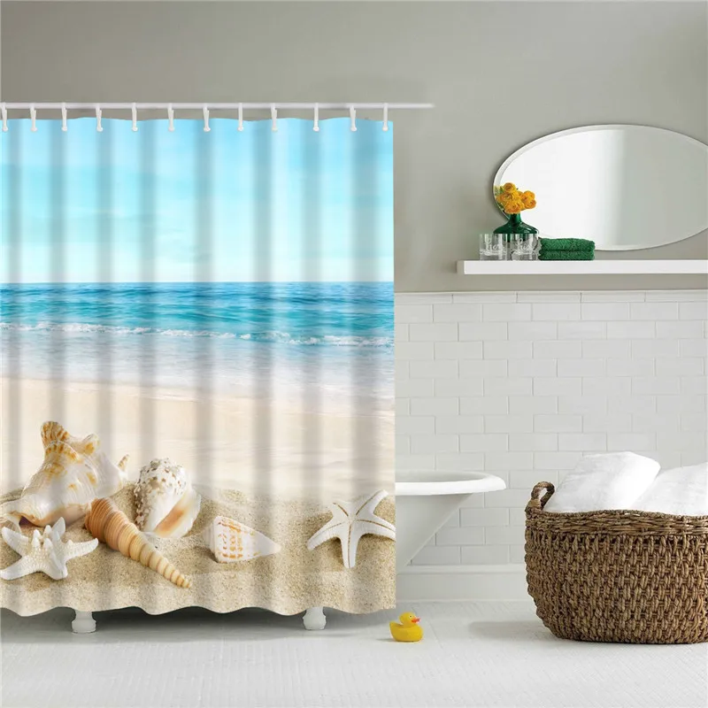 Морской пейзаж, Пляжная 3D ткань, полиэстер, занавеска для душа, s в ванной, занавеска для душа, водонепроницаемая, занавеска для ванны, cortina de ducha - Цвет: TZ170336