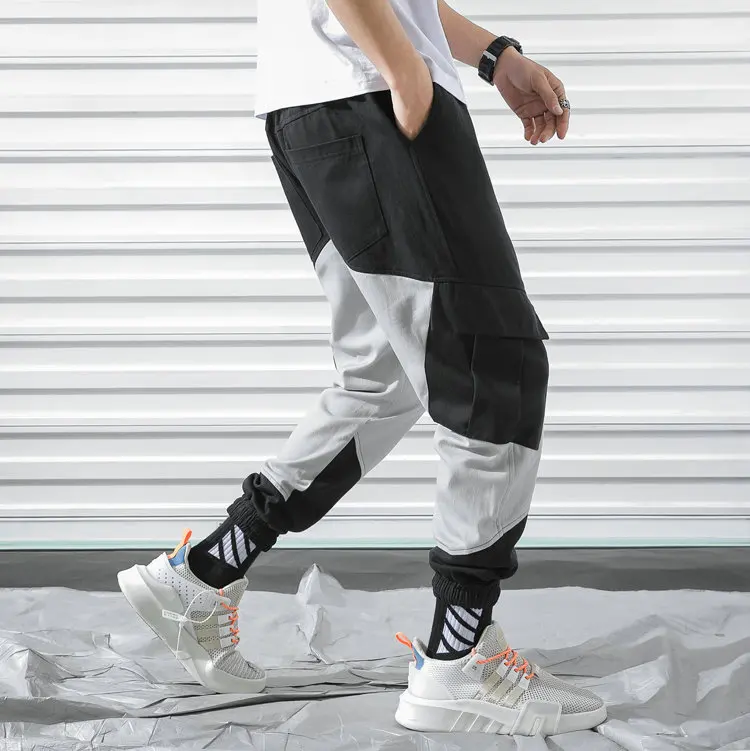 New Cargo Harem Pink Pants Mens Casual Joggers Baggy Trousers Harajuku Streetwear Hip Hop Pants Men Fashionable Sweatpants