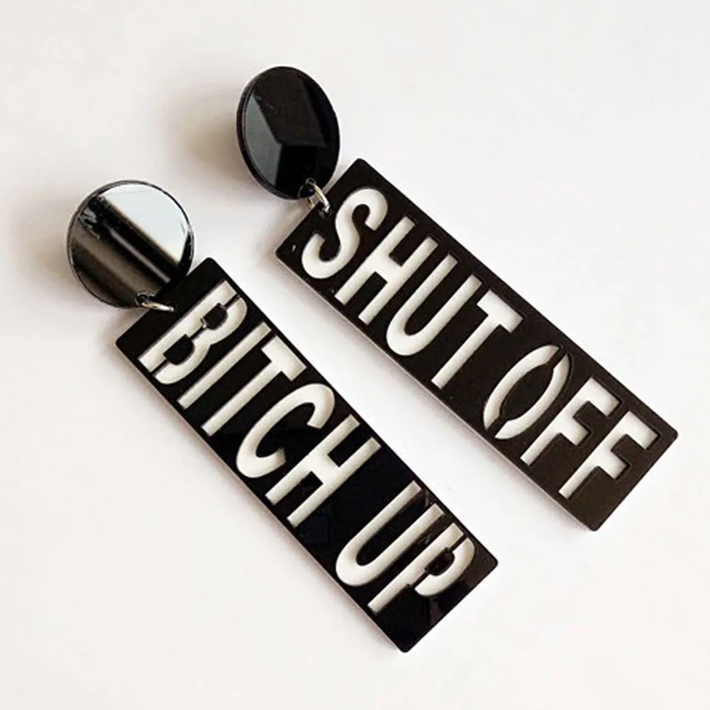 

Bitch Up Shut Off Charming Statement Earrings Fasion Party Earrings for Woman