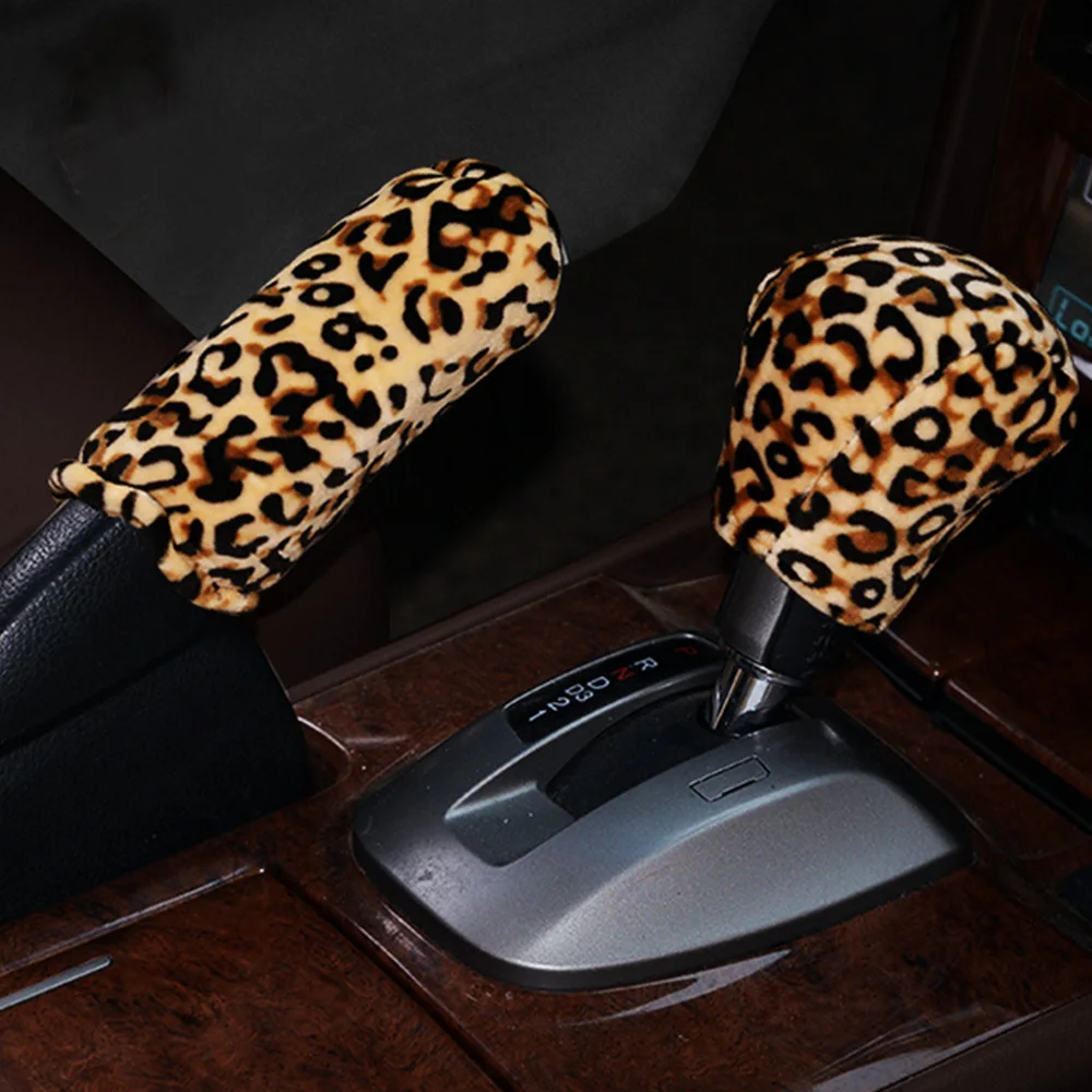 Леопардовый PU ручной тормоз крышка шестерни противоскользящие автомобильные аксессуары для девочек Авто универсальное украшение