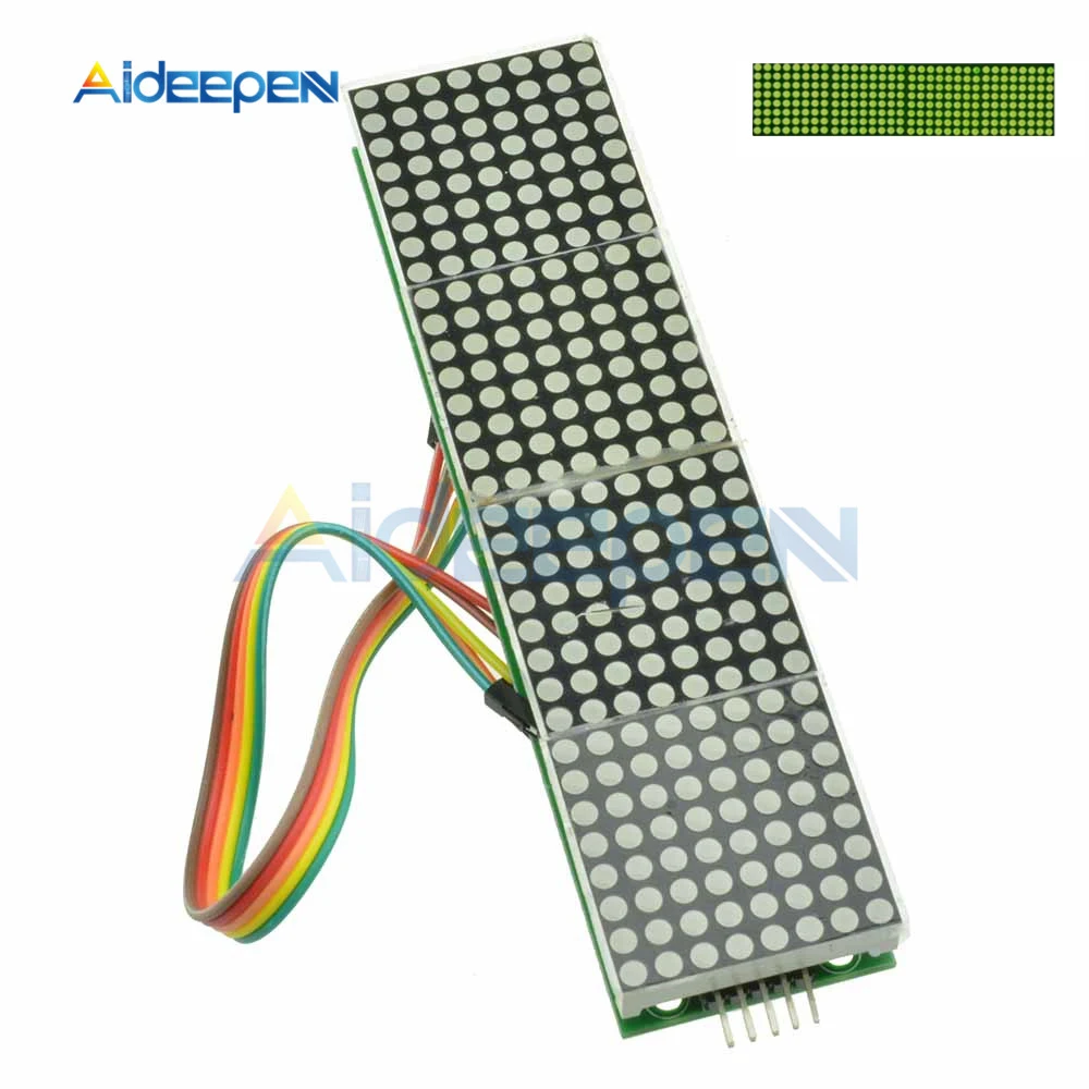 

MAX7219 Dot Matrix Module Microcontroller Module 4 In One Display Green Display