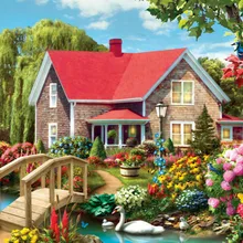 Вилла сад Искусство Ручная роспись креативный цифровой самодельная картина маслом живопись по номерам 24 Цвета Пигмент кисть