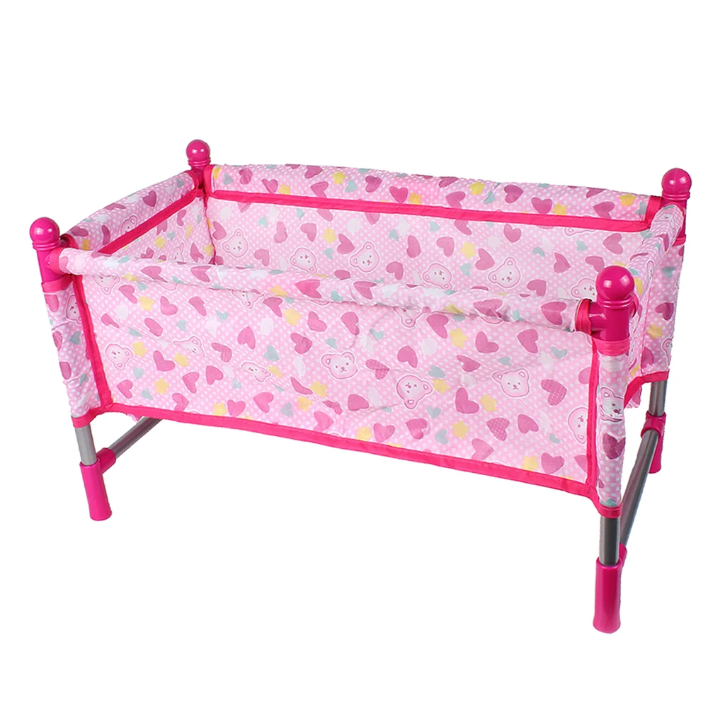 Nursery Room Furniture Decor - ABS Baby Doll Crib Bed for 9-12inch Reborn Doll for Mellchan Doll Accessories