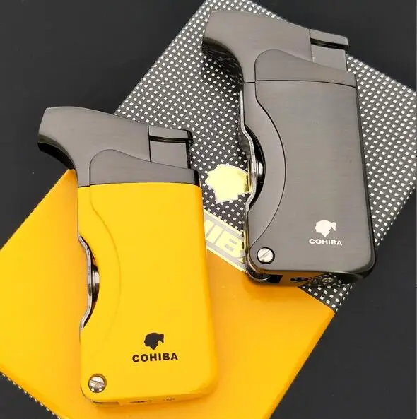

COHIBA Windproof Cigrarette Cigar Lighter with 1 Touch Jet Flame Metal Lighter Gas Inflatable Use For Smoking Camping Tool