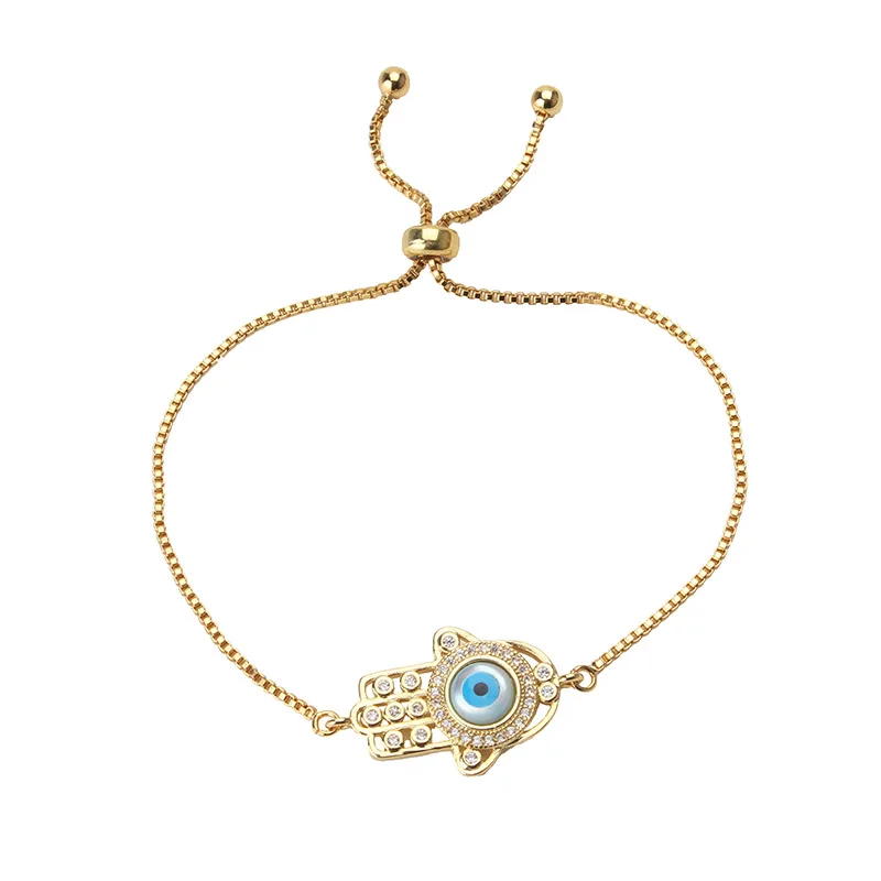EVIL EYE new fashion micro pave evil eye hand hamsa bracelet charm gold