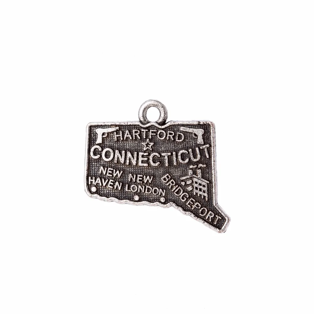 my shape 30pcs New Design Connecticut State Map Charms Alloy Antique