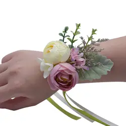 Корсаж для свадьбы фиолетовый свадебный ручной браслет свадебный цветок браслет Свадебный цветок браслет держатель ручной цветок на