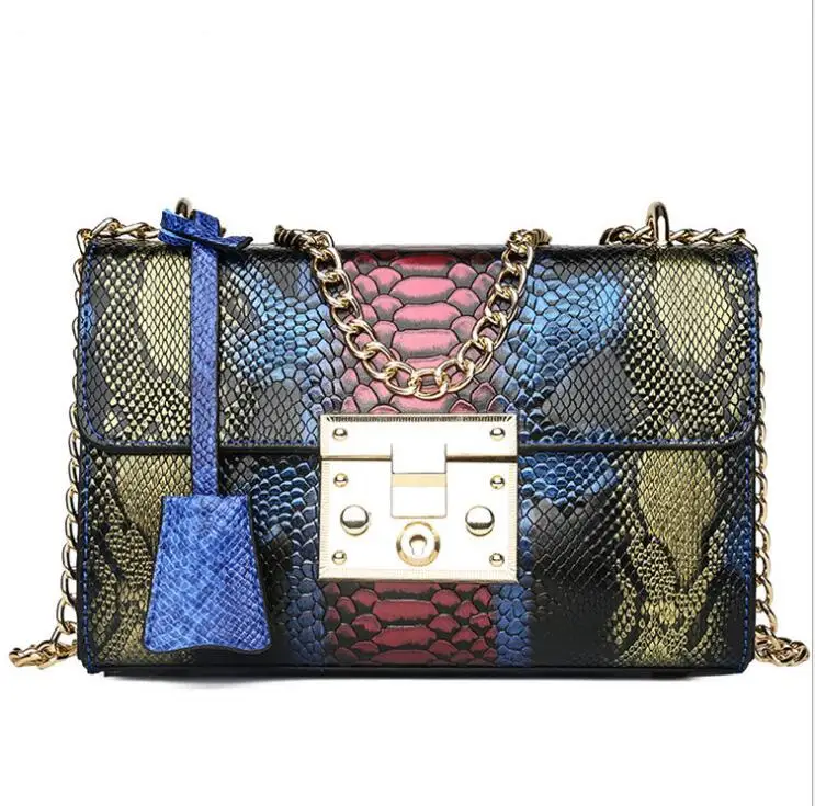

Ragcci Brand Women Shoulder Bag Snake Chain Flap Designer Handbags Clutch Bag Ladies Messenger Bags With Metal Buckle
