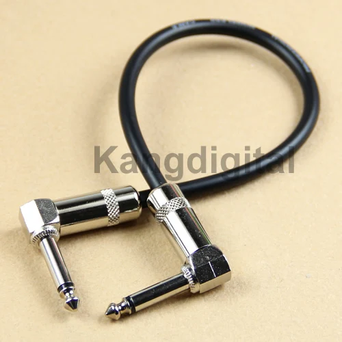 B76 Black Angled Plug Guitar Patch Leads Short Effects Noiseless Cable