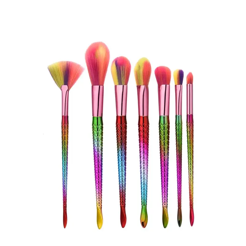

Best Quality 7PCS Makeup Brushes colorful Plastic Handle Cosmetics Make up Tools Powder Contour Foundation Eyeshadow Brush Set