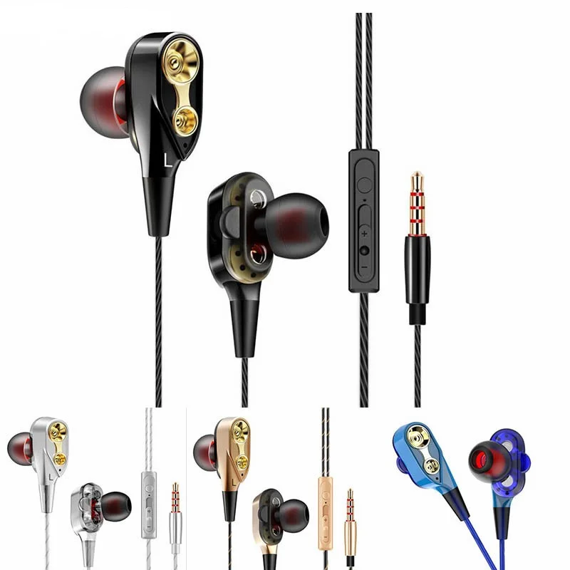 

Double Unit Drive In Ear Earphone Bass Subwoofer Earphone for phone DJ mp3 Sport Earphones Headset Earbud auriculares With Box