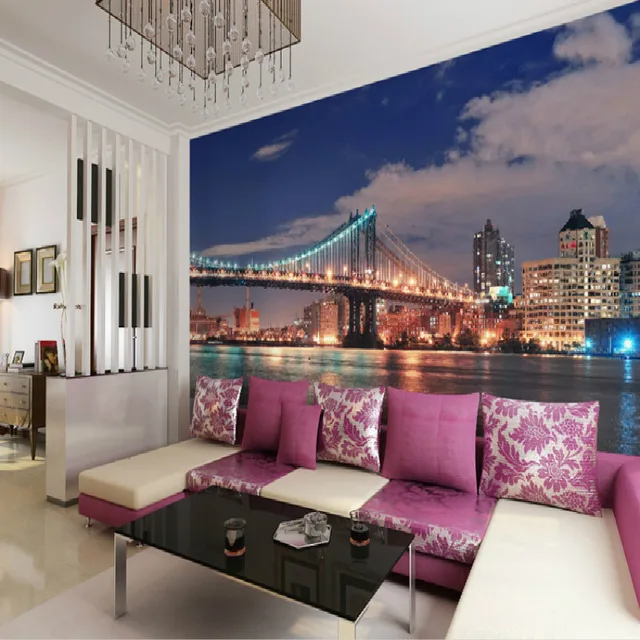 City Night/mural Wallpaper of modern living room/large ...