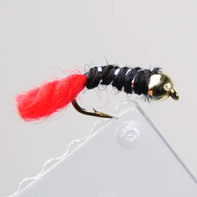 ICERIO 12 шт.#14 бисерная головка красный хвост зуммер Нимфа приманки на форель для ловли нахлыстом - Цвет: 12PCS   Black Body