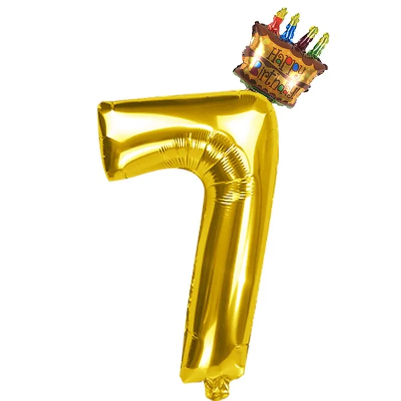 2 шт./лот, воздушные шары с большим количеством цифр, воздушные шары для детей на день рождения, дикие украшения из фольги, шары на день рождения, декоративные фигурки, воздушные шары - Цвет: gold number 7