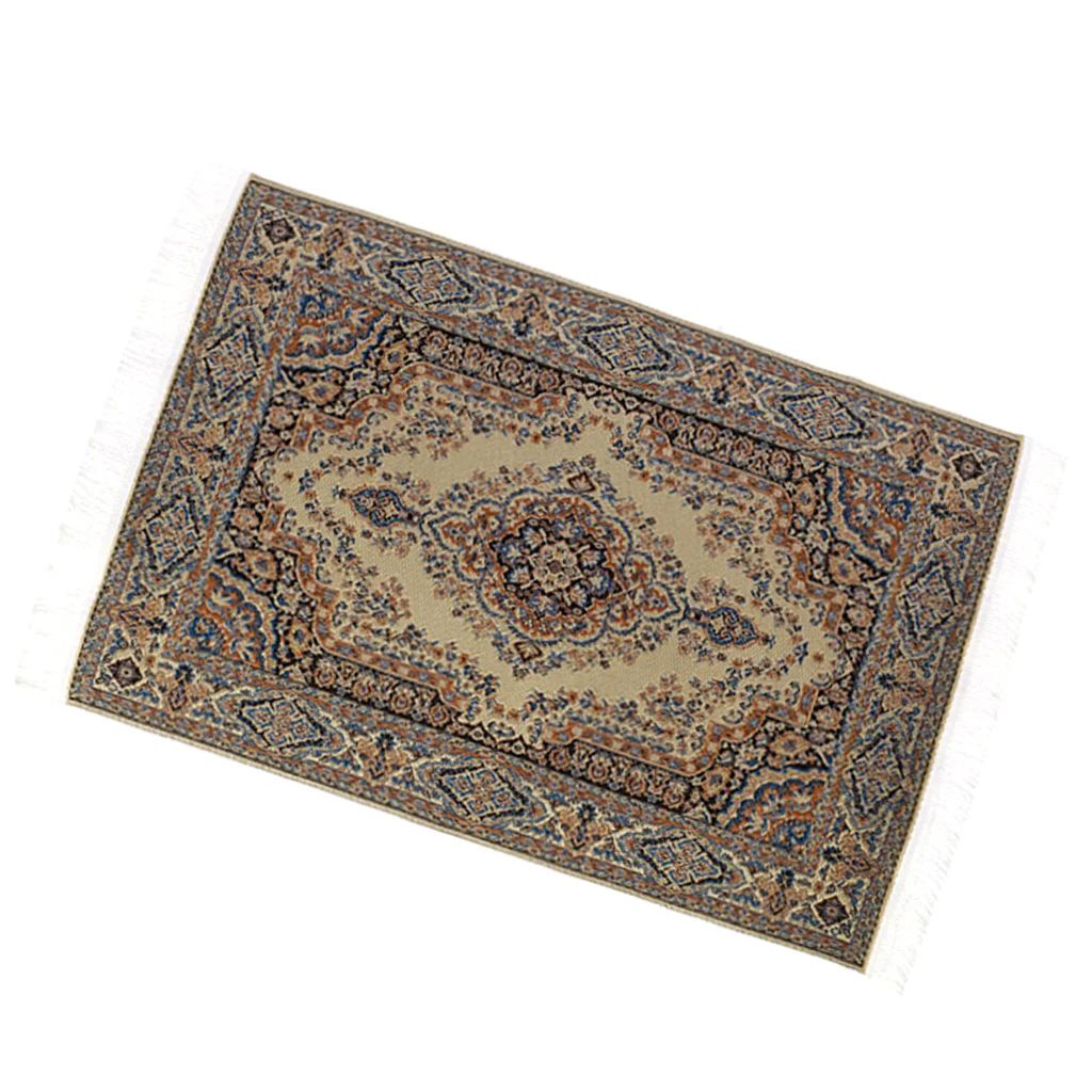 Well designed  1:12 Silk Thread Carpet Craft Miniature dollhouse floor Fashion Dolls Woven Carpet for  Dollhouse decoration