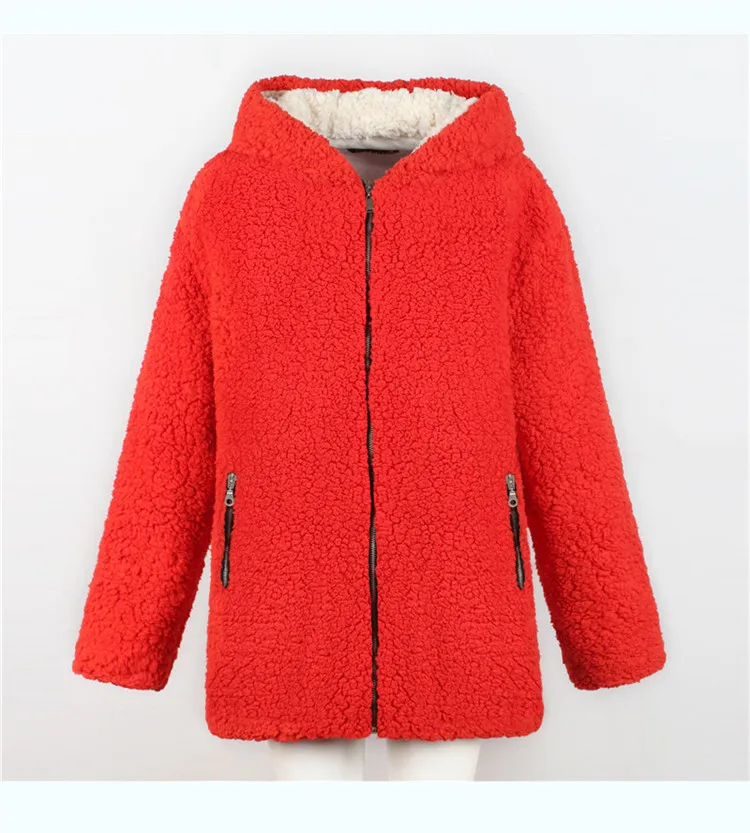 XIKOI Для женщин шерсть пальто с искусственным мехом зимняя Для женщин меховые шубы с капюшоном плюс Размеры модные Повседневное пальто с