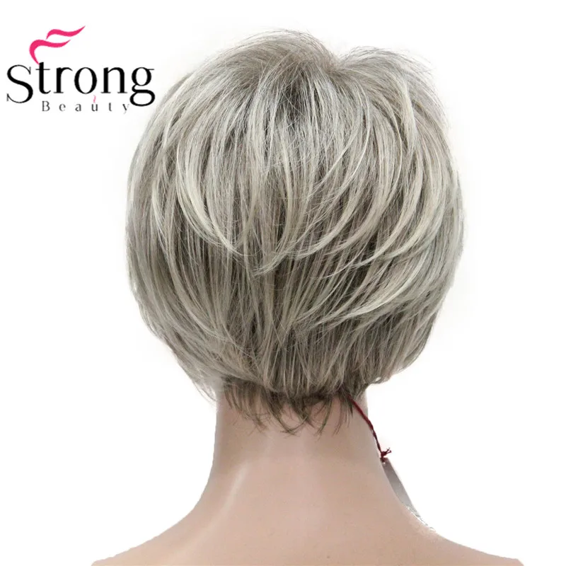 E-3621 #230T Hivision Wig Fashion Classic Cap Ash Grey mix Brown Short Wavy Synthetic Lady's (5)