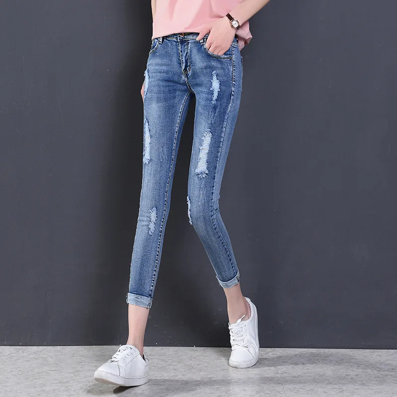 

Women`s Hot Curvy High Waist Stretchy Khaki Jean Pants Skinny Pencil Woman Jeans Femme