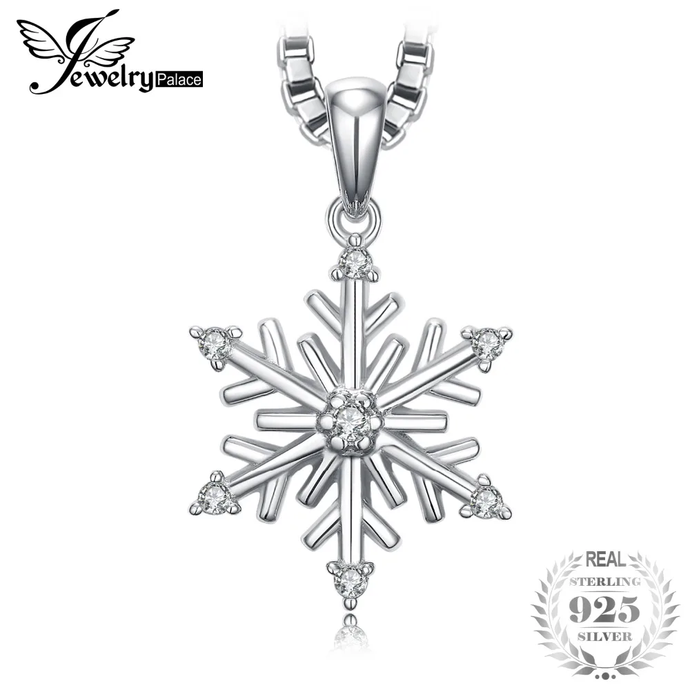 JewelryPalace Snowflakes Cubic Zirconia Pendnat Necklace 925 Sterling Silver Gift For Women Fashion Jewelry Not Include A Chain | Украшения