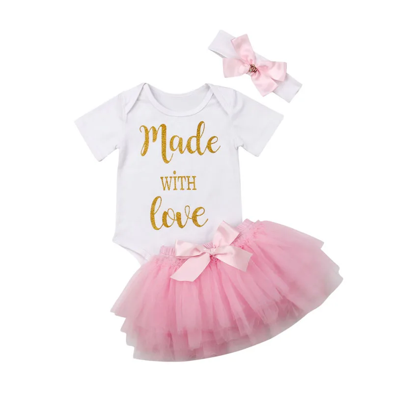 NEW cute Baby Girl Infant Toddler Tutu dress SKIRT Romper Bodysuit PINK size 000