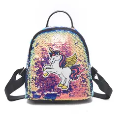 Новый 2019 Единорог для женщин кожаный рюкзак Радуга блёстки Рюкзаки Мода школьная сумка для подростка обувь для девочек Путешествия Мини