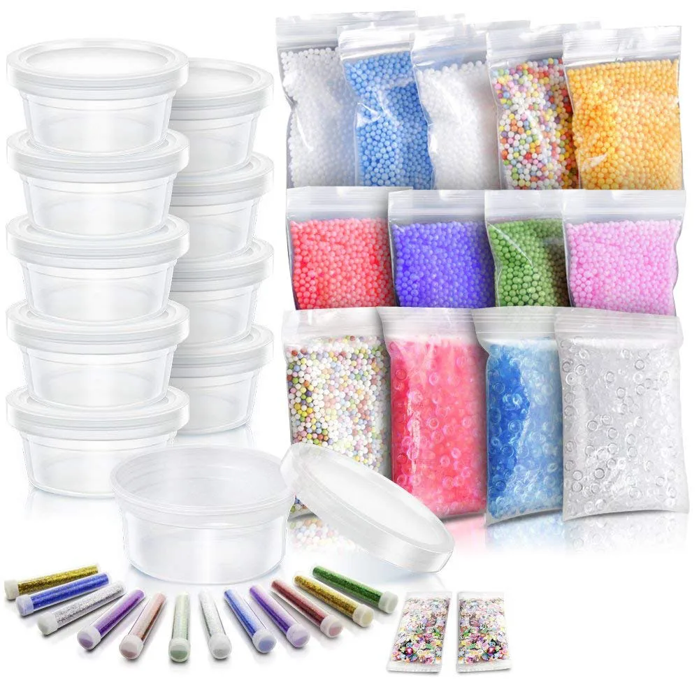 Art DIY Slime Making Materials kit,10 pcs Slime Storage Containers 12