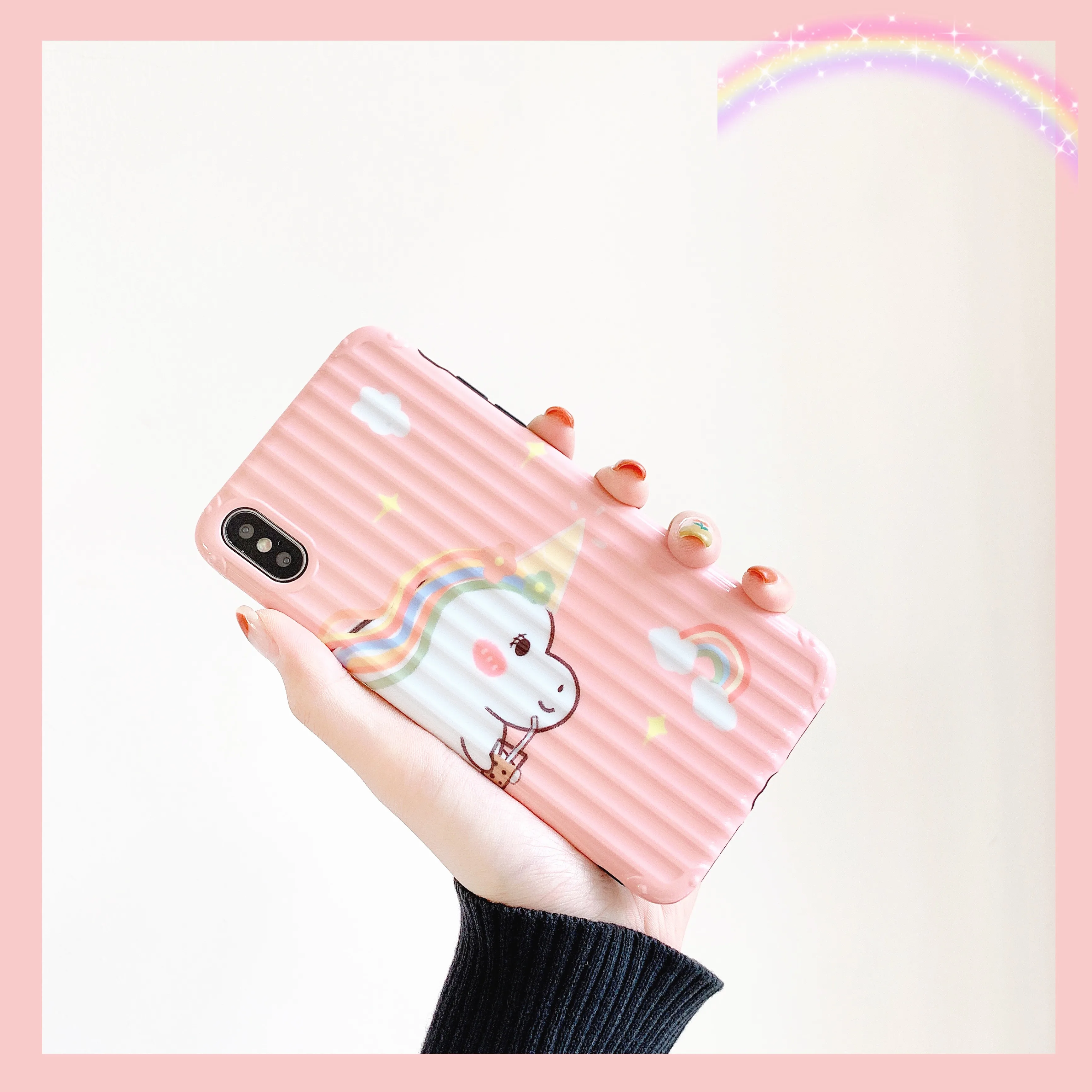 

Minimum phone case for iphone6s Unicorn Pattern Couples'Cute Sweet iphone6 7 8 Plus X XS XR XsMax case Trunk style IMD cover