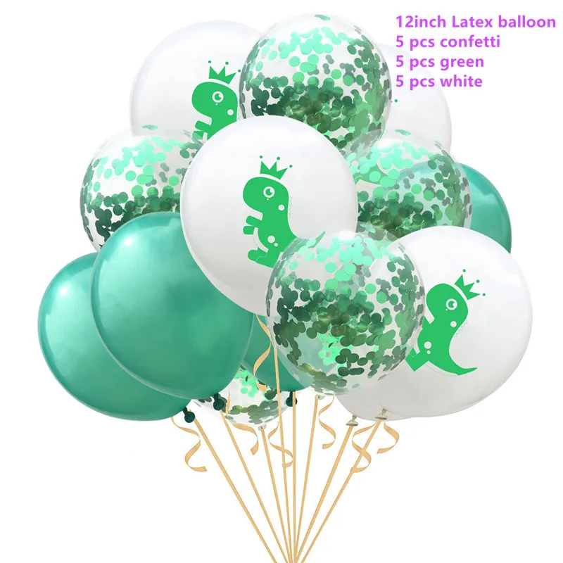 15pcs D balloon 1 Вечерние столовые приборы с рисунком динозавра для дня рождения, украшения для детей и взрослых, бумажные тарелки, чашки, скатерть, воздушные шары, соломенные вечерние принадлежности - Цвет: 15pcs D balloon 1