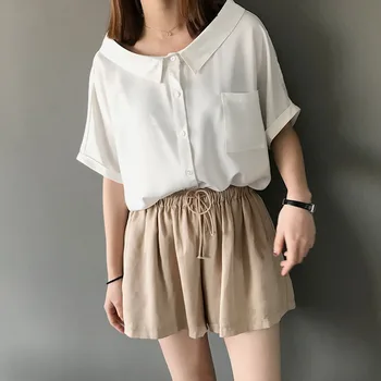 

Summer Women White Soft High Waist Shorts Fitness Black Vintage Pant Korean Elastic Ladies Short Pant Bottom