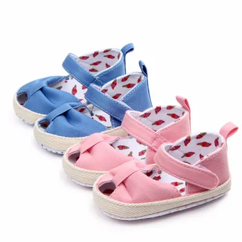 

2019 New designs baby girl firstwalk Canvas bowknot Baby moccasins non-slip child Summer Girls Boy Infant shoes