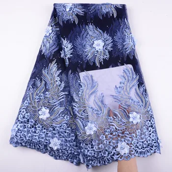 

Beads Lace Embroidery Tulle Lace Fabric For Party Dress Fashion African French Lace Fabric 5 Yards A1439