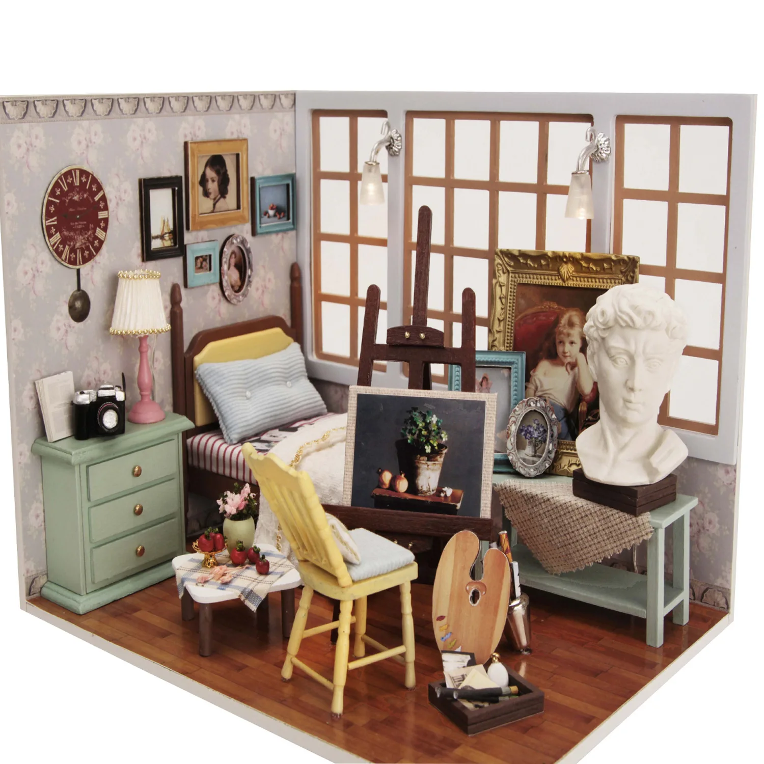 

Home Decoration Crafts DIY Doll House Wooden Doll Houses Miniature DIY dollhouse Furniture Kit Room LED Lights Gift