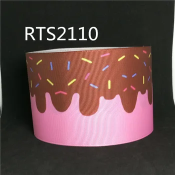 

Free shipping 50yard/roll 3 inch 75mm cartoon cookies printed grosgrain ribbon RTS2110