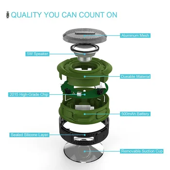 

Wireless Water Resistant Speaker with Suction Cup for Home Car Travel QJY99