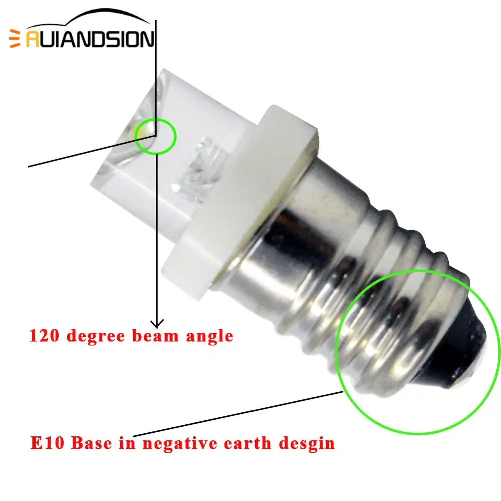 2 шт. E10 3V 6V 12V F3 1led вспышка светильник лампочка фонарь для вождения s и Глава лампы