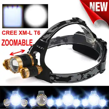 

Super Bright LED Headlight Flashlight Torch 3x XM-L T6 Headlamp powerful led flashlight 18650 Head Light Lamp #3o5