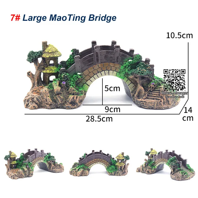 Aquarium Decoration Bridge Ornament for Fish tank, Chinese Culture Tree