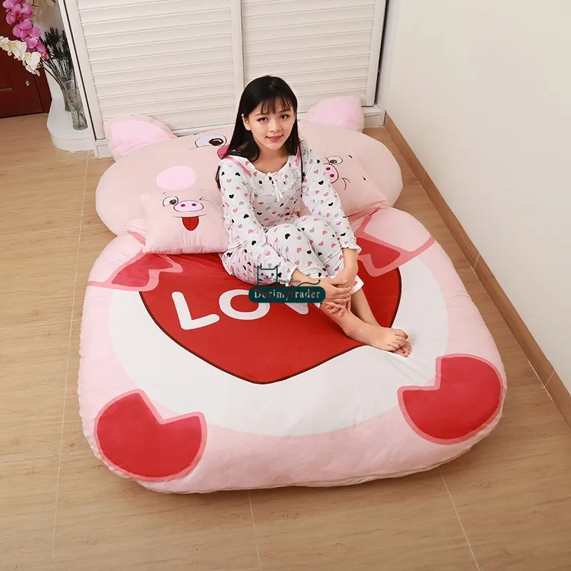 Dorimytrader Cartoon Animal Pig Beanbag Plush Soft Sleeping Bag Bed Carpet Mat Tatami Sofa 2 Size Free Shipping DY60850 (6)