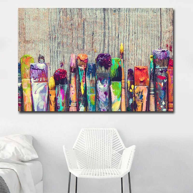 

Abstract Colorful Brushes Canvas Painting Picture Home Decor Wall Poster Modern Print Living Room Vintage Minimalist Picture
