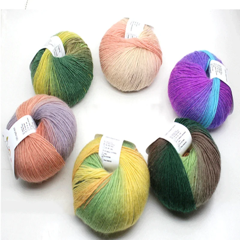 

Cashmere Yarn Knitted Chunky Hand-Woven Woolen Rainbow Wool Colorful Knitting Scores 100% Wool Yarn Needles Crochet Weave Thread