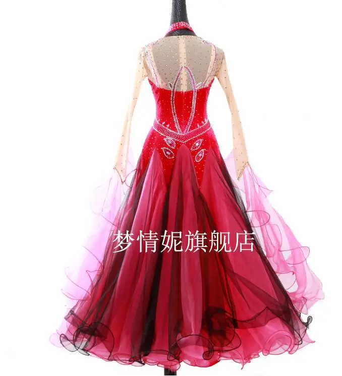 Бальные Танцы платье Новые Дизайн женщина современный Вальс Танго платье для танцев/стандартные Бальные конкурс костюм красный